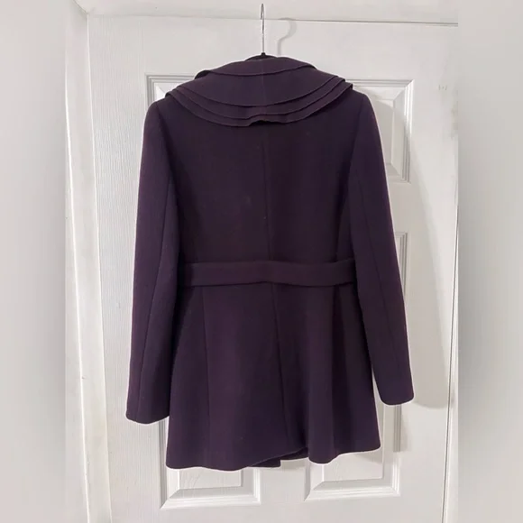 Elie Tahari Drew Coat Bordeaux 100% Wool Jacket - Picture 2 of 3